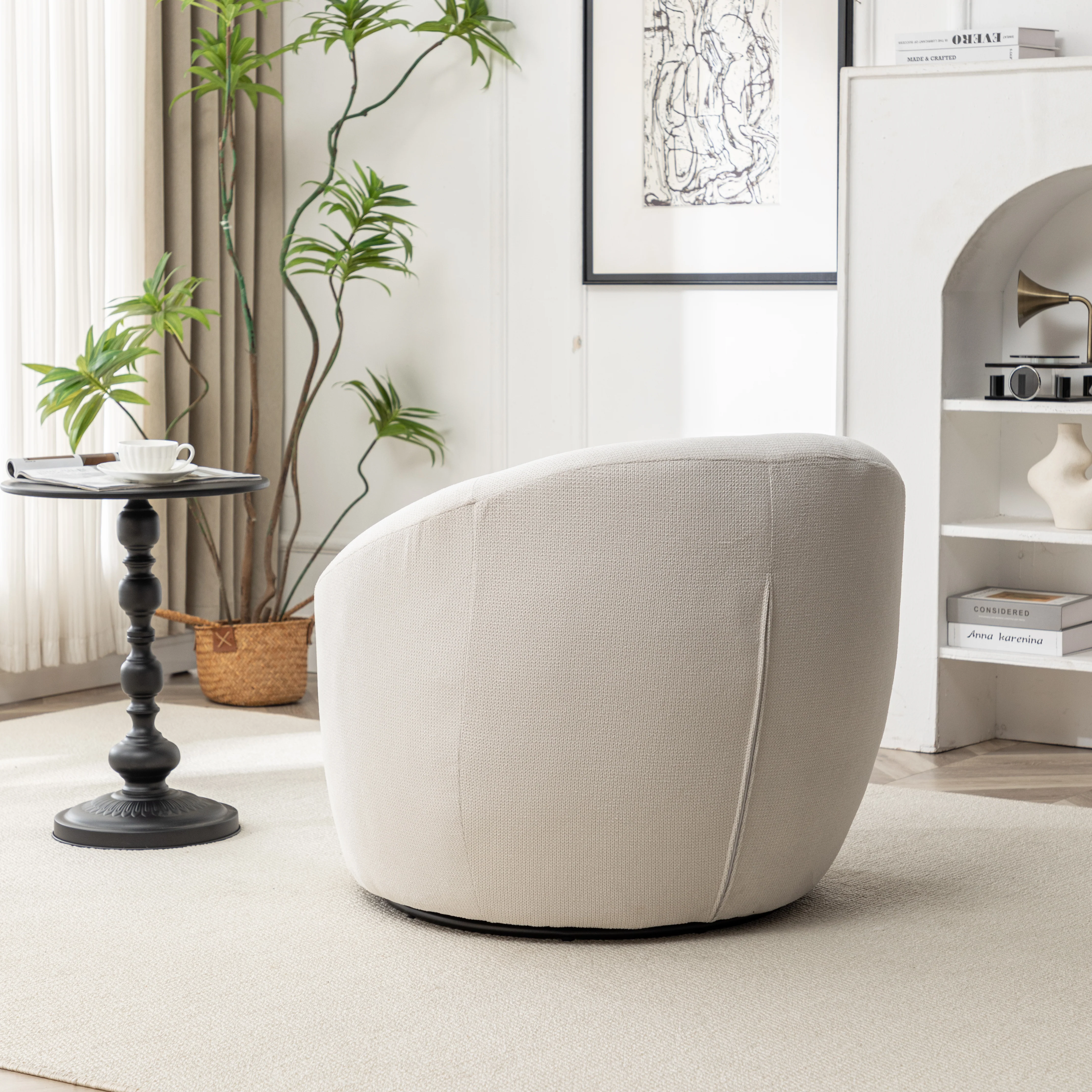 Winnie Modern Teddy Fabric Swivel Barrel Chair - Image 8