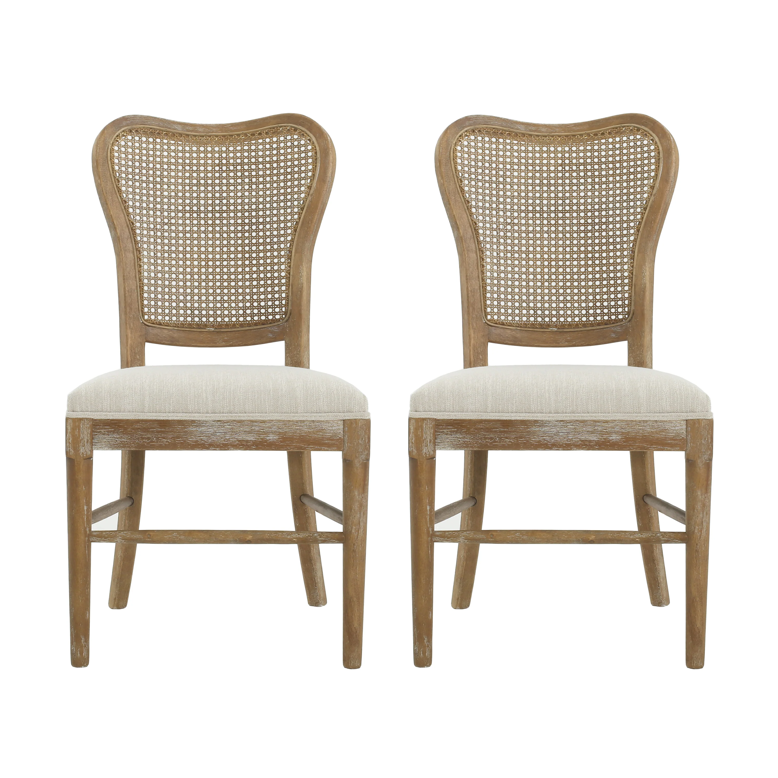 Wood and Woven Cane Dining Chairs, Set of 2 - Image 3