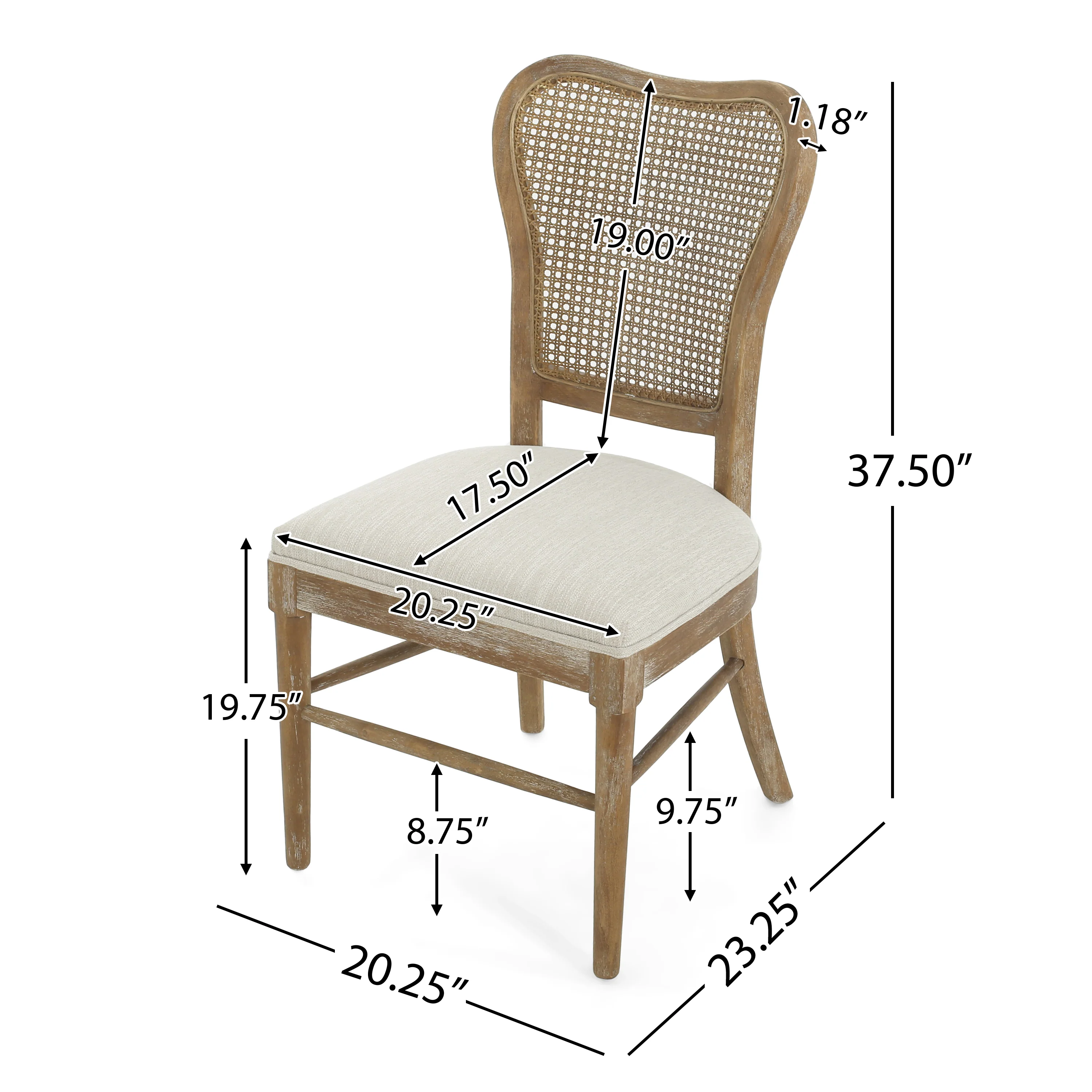 Wood and Woven Cane Dining Chairs, Set of 2 - Image 4