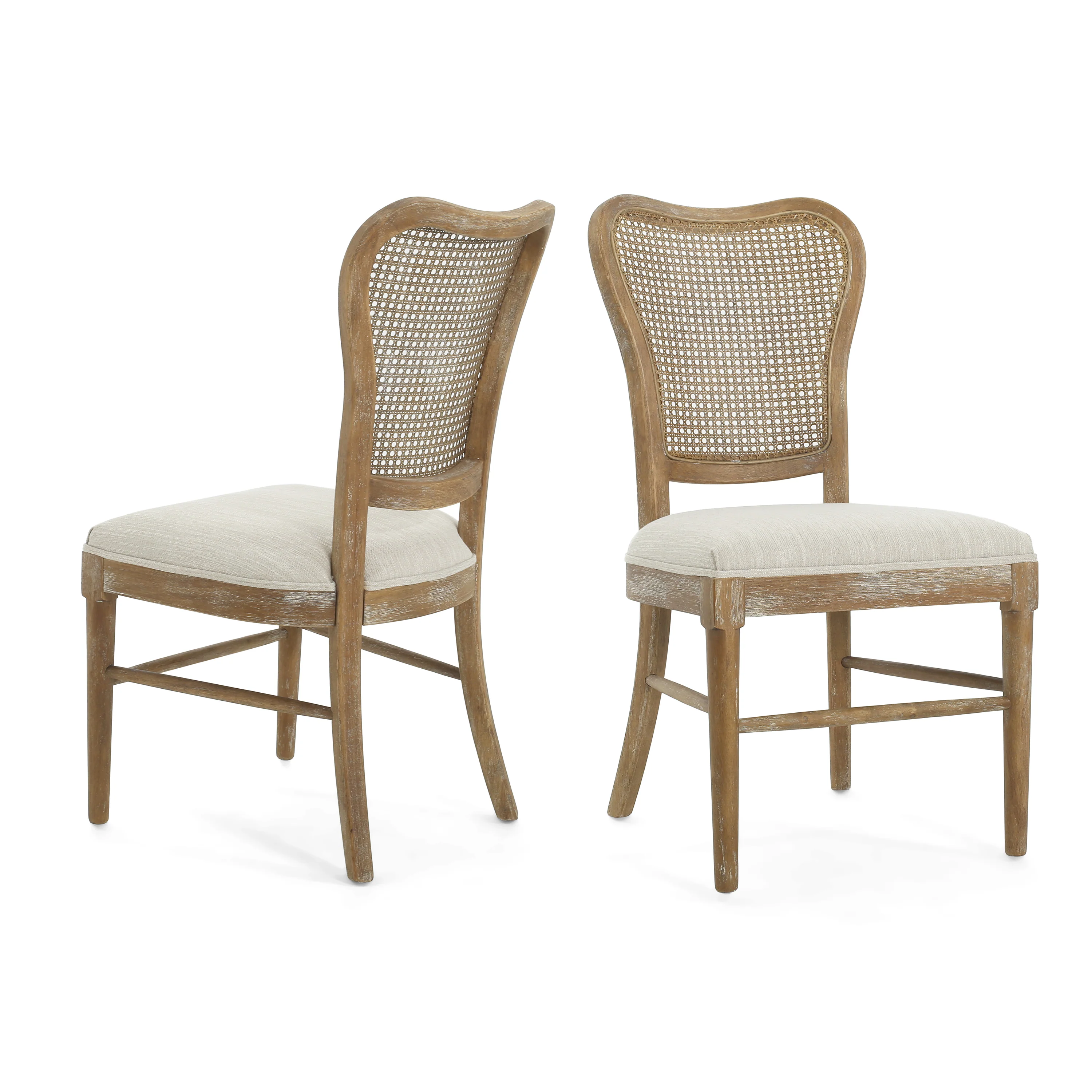 Wood and Woven Cane Dining Chairs, Set of 2 - Image 5