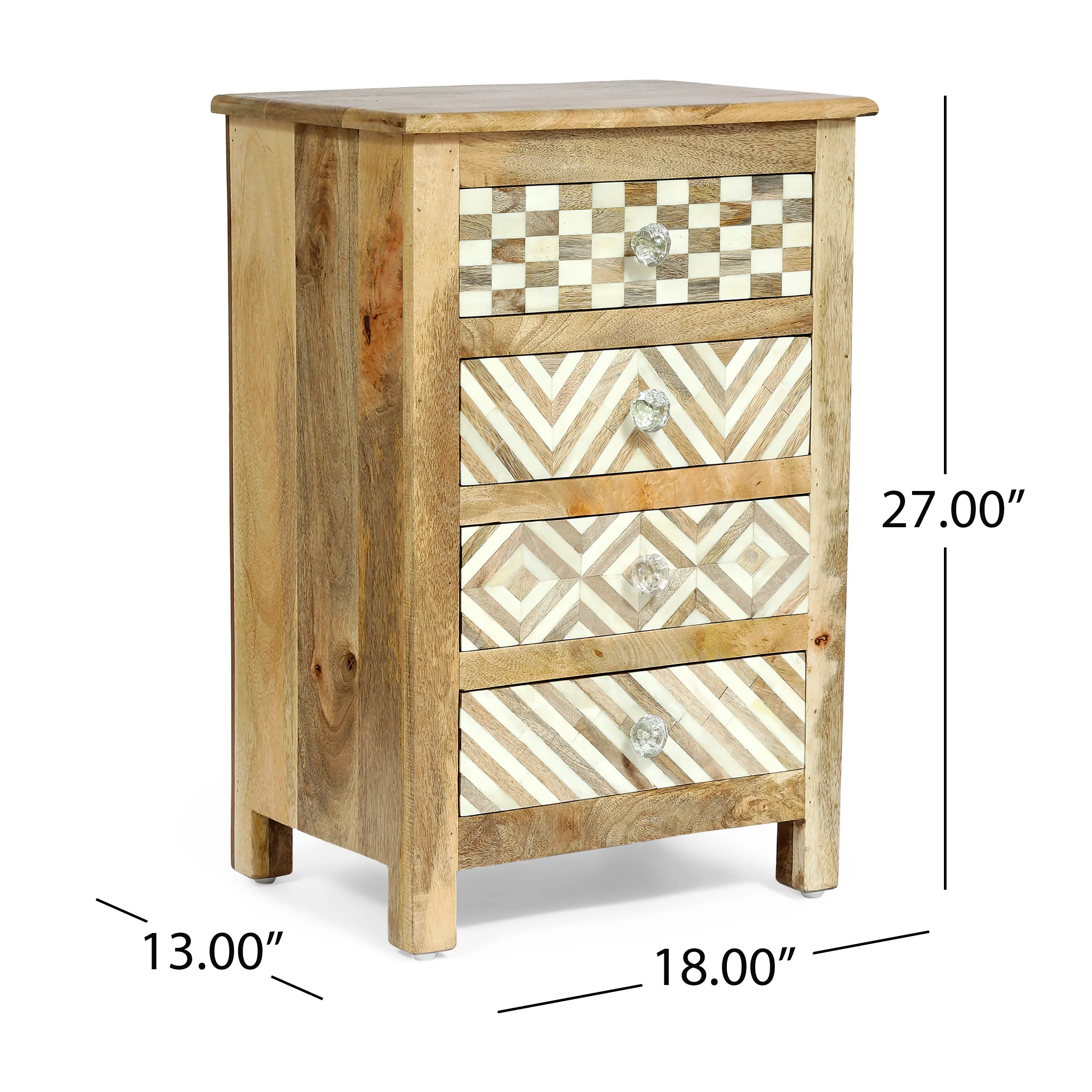 Wood with Bone Inlay Nightstand - Image 5