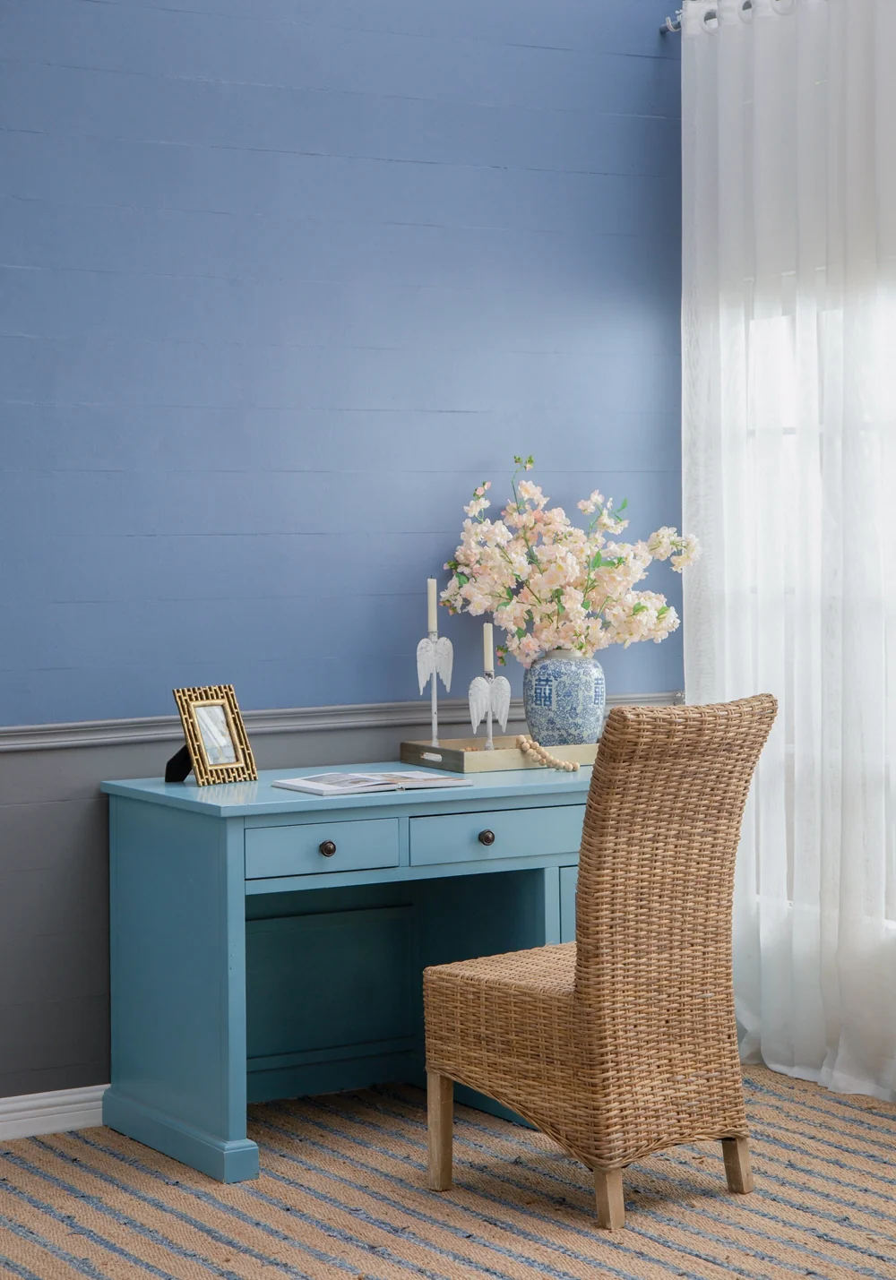 Wooden Desk with Glass Door and 2 Drawers - Image 14