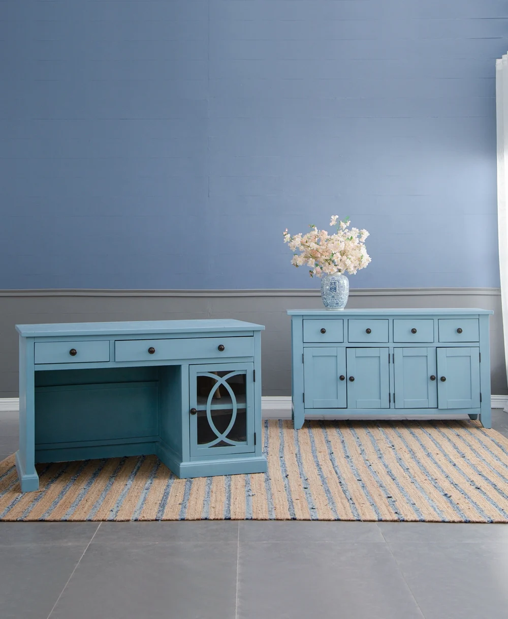 Wooden Desk with Glass Door and 2 Drawers - Image 16