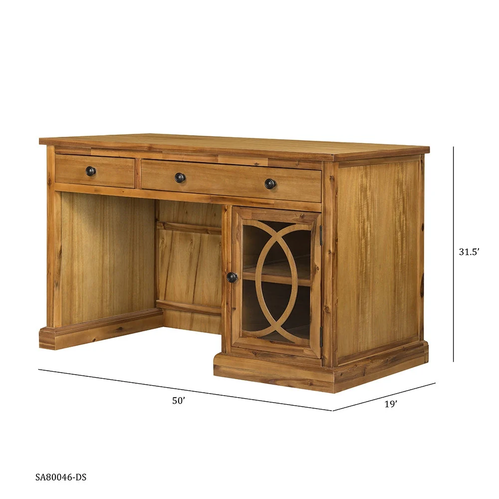 Wooden Desk with Glass Door and 2 Drawers - Image 18