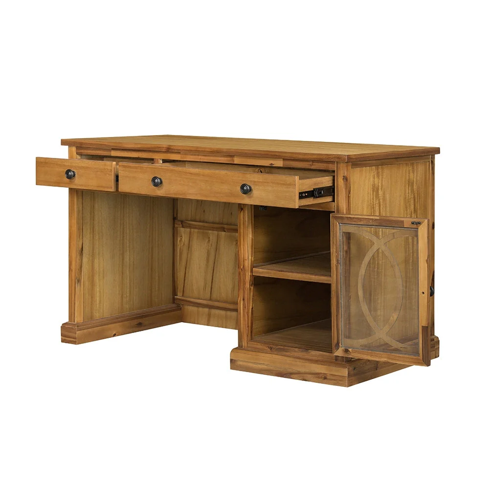 Wooden Desk with Glass Door and 2 Drawers - Image 19