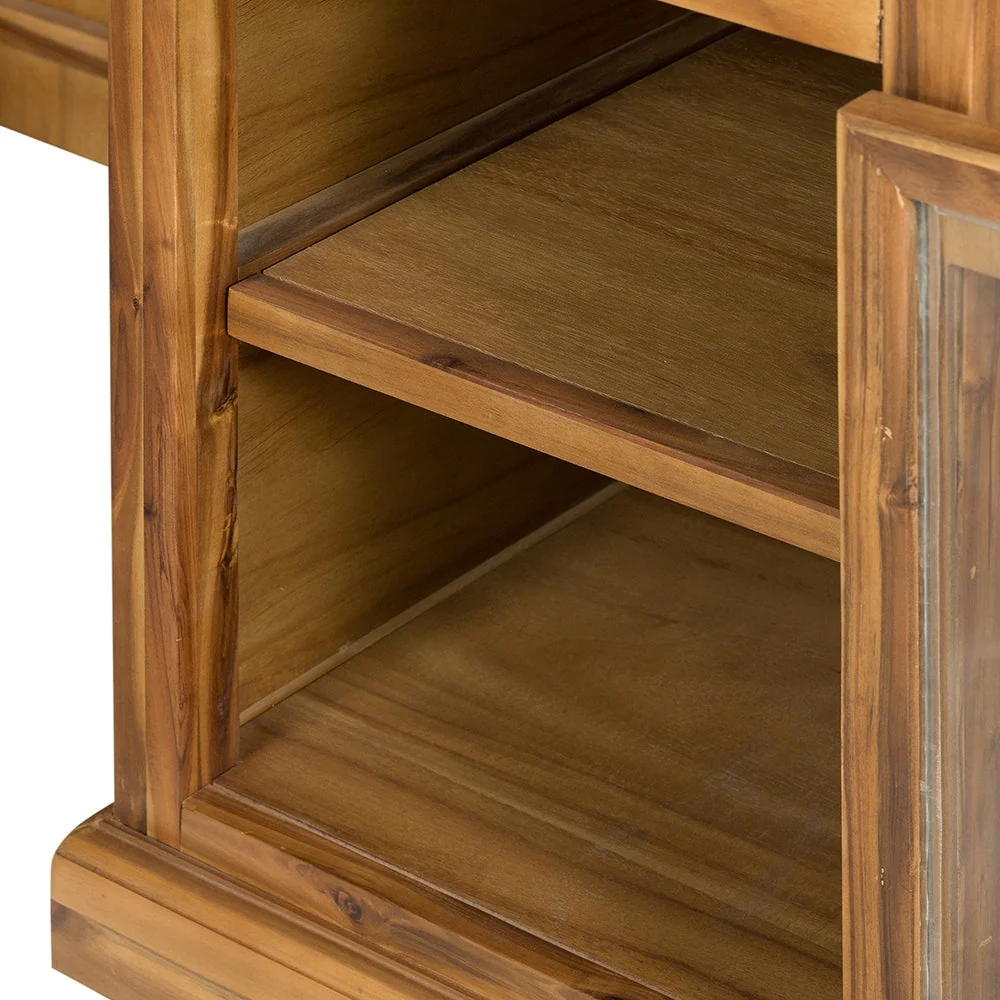 Wooden Desk with Glass Door and 2 Drawers - Image 21