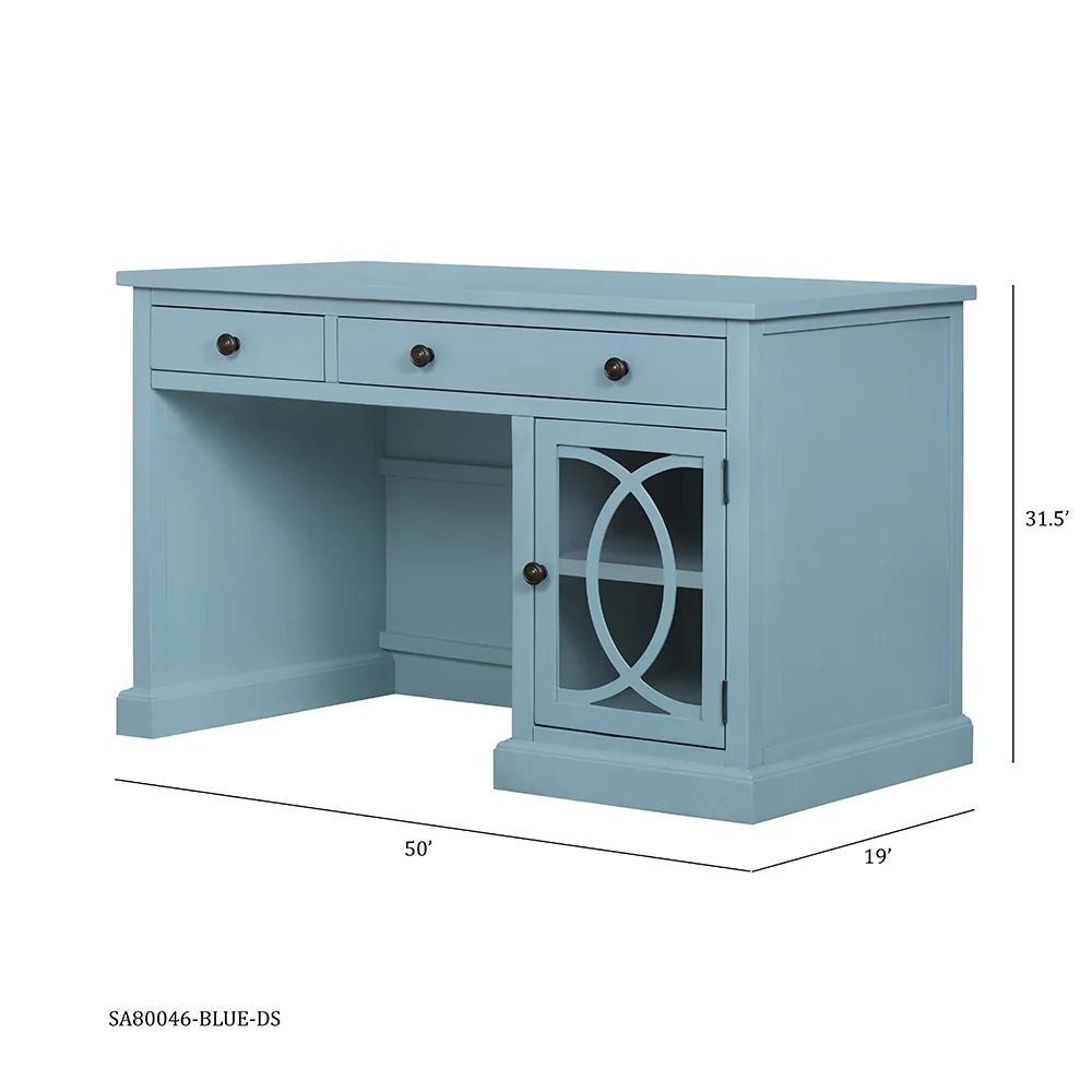 Wooden Desk with Glass Door and 2 Drawers - Image 3