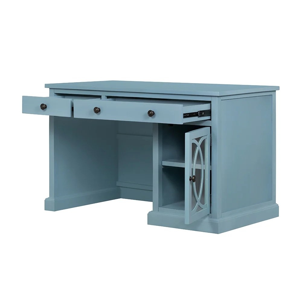 Wooden Desk with Glass Door and 2 Drawers - Image 5