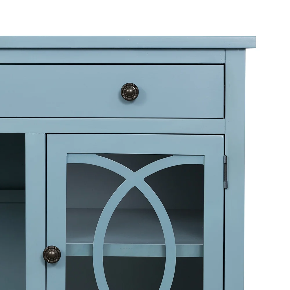 Wooden Desk with Glass Door and 2 Drawers - Image 8