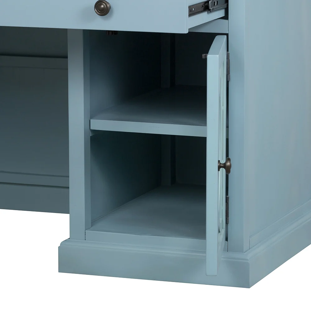 Wooden Desk with Glass Door and 2 Drawers - Image 9