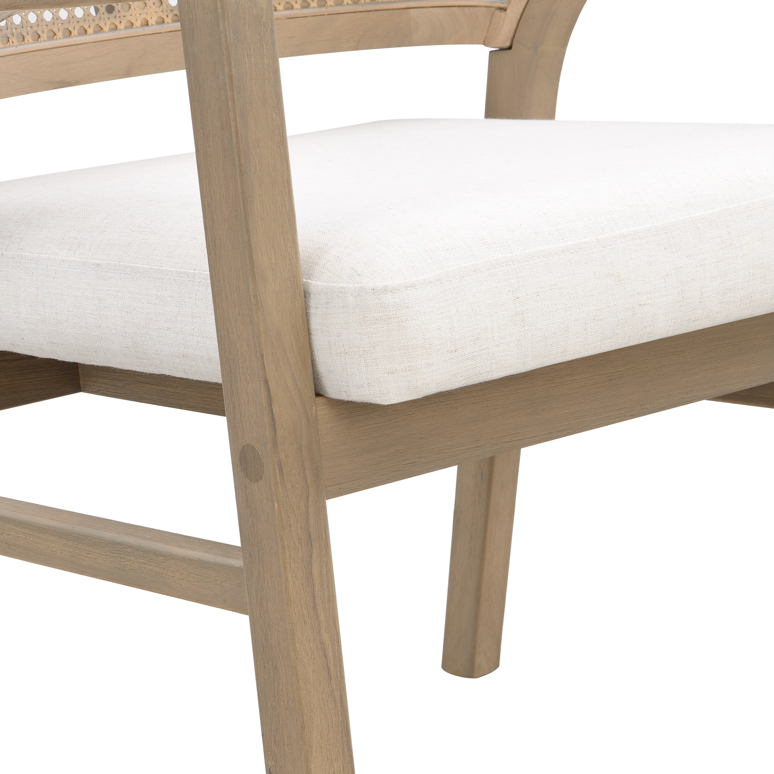 Wooden Frame Dining Chair with Rattan Back, Set of 2 - Image 12