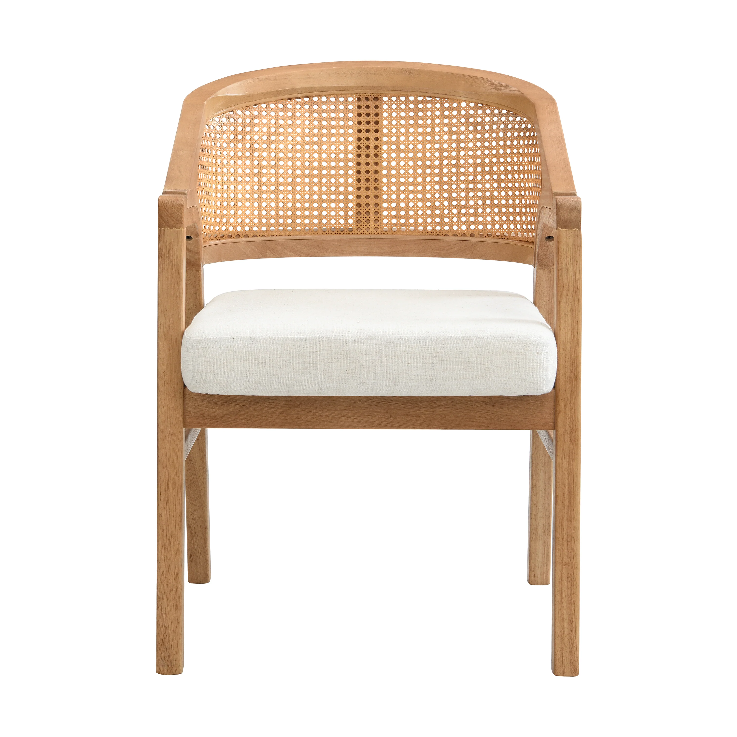 Wooden Frame Dining Chair with Rattan Back, Set of 2 - Image 15