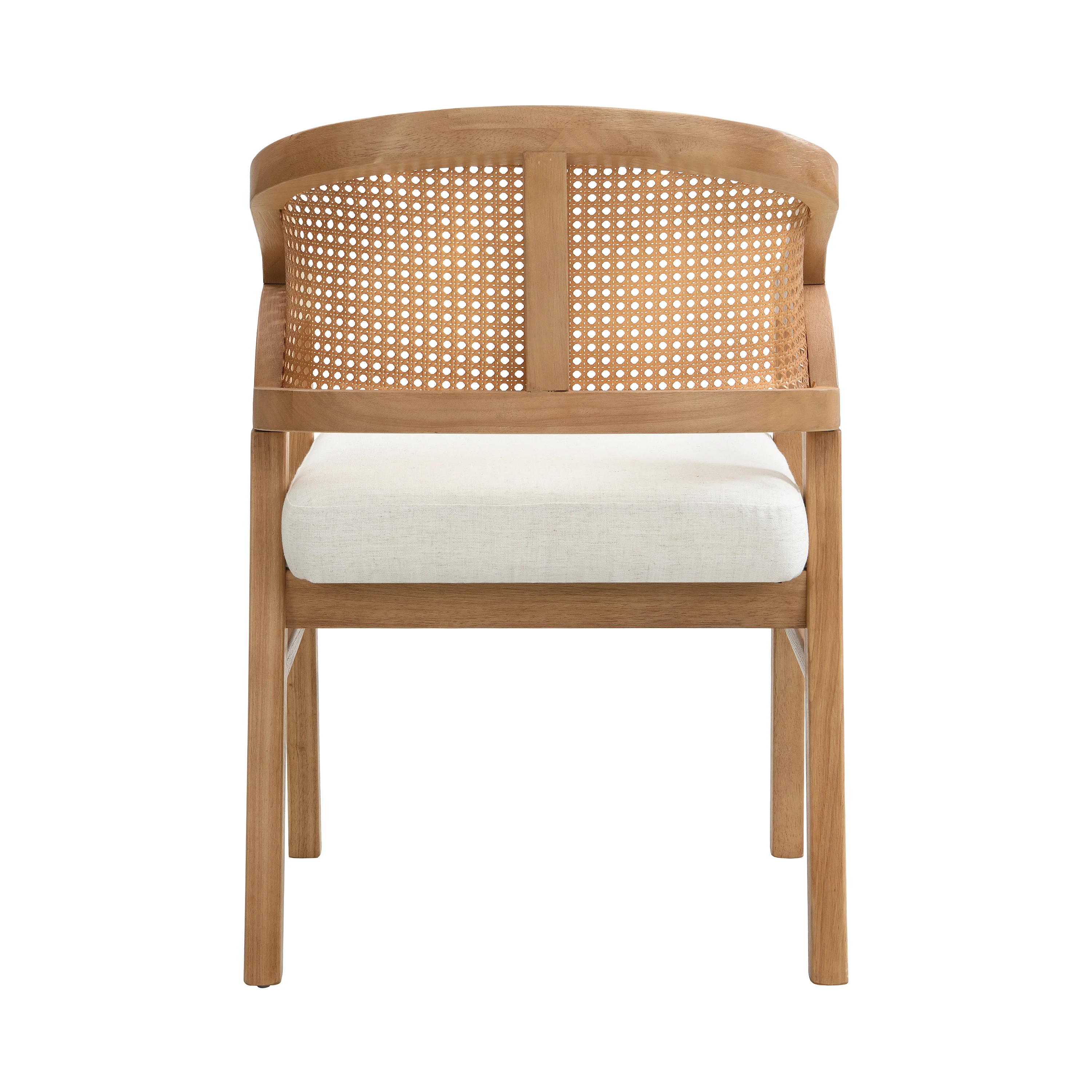 Wooden Frame Dining Chair with Rattan Back, Set of 2 - Image 16