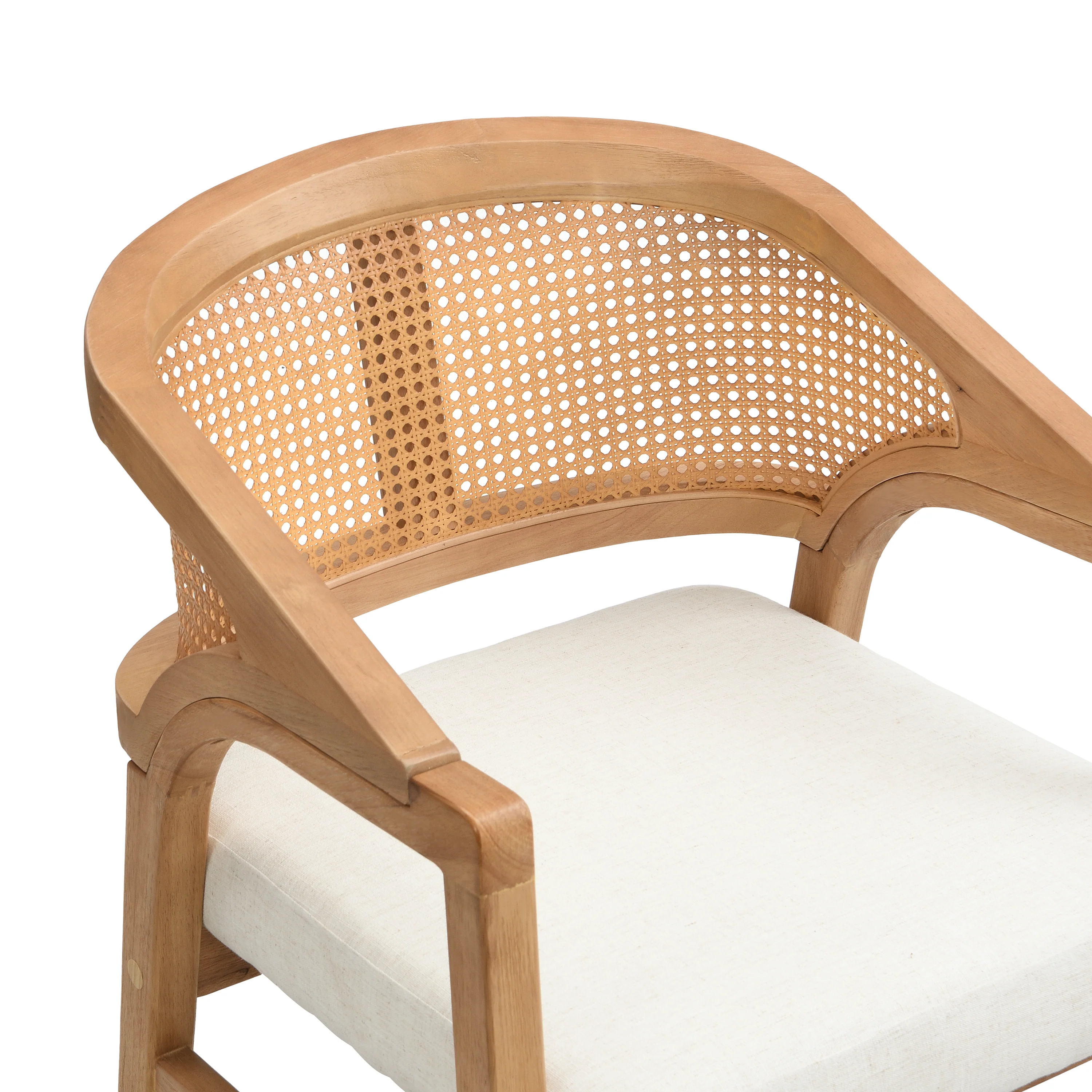 Wooden Frame Dining Chair with Rattan Back, Set of 2 - Image 23