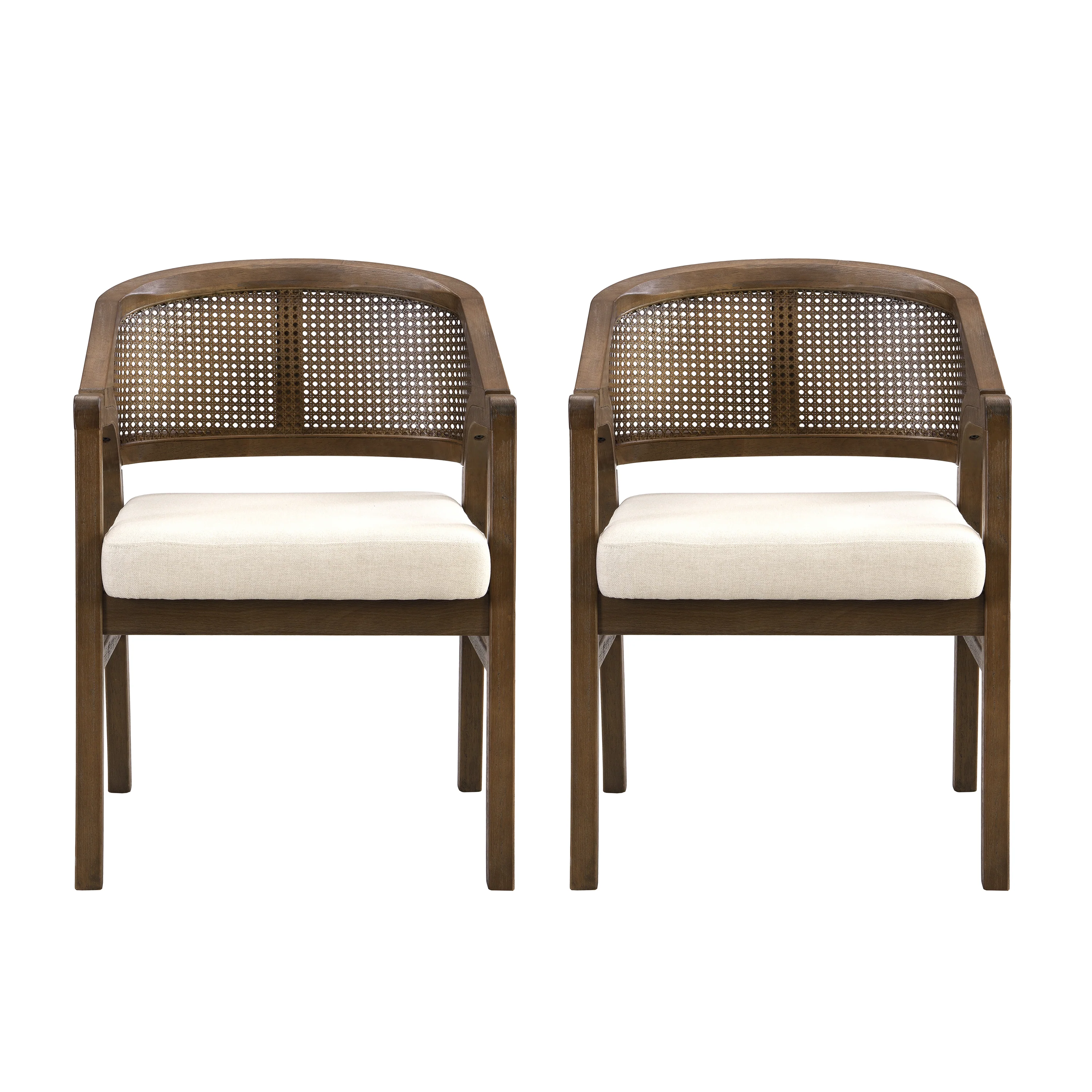 Wooden Frame Dining Chair with Rattan Back, Set of 2 - Image 26