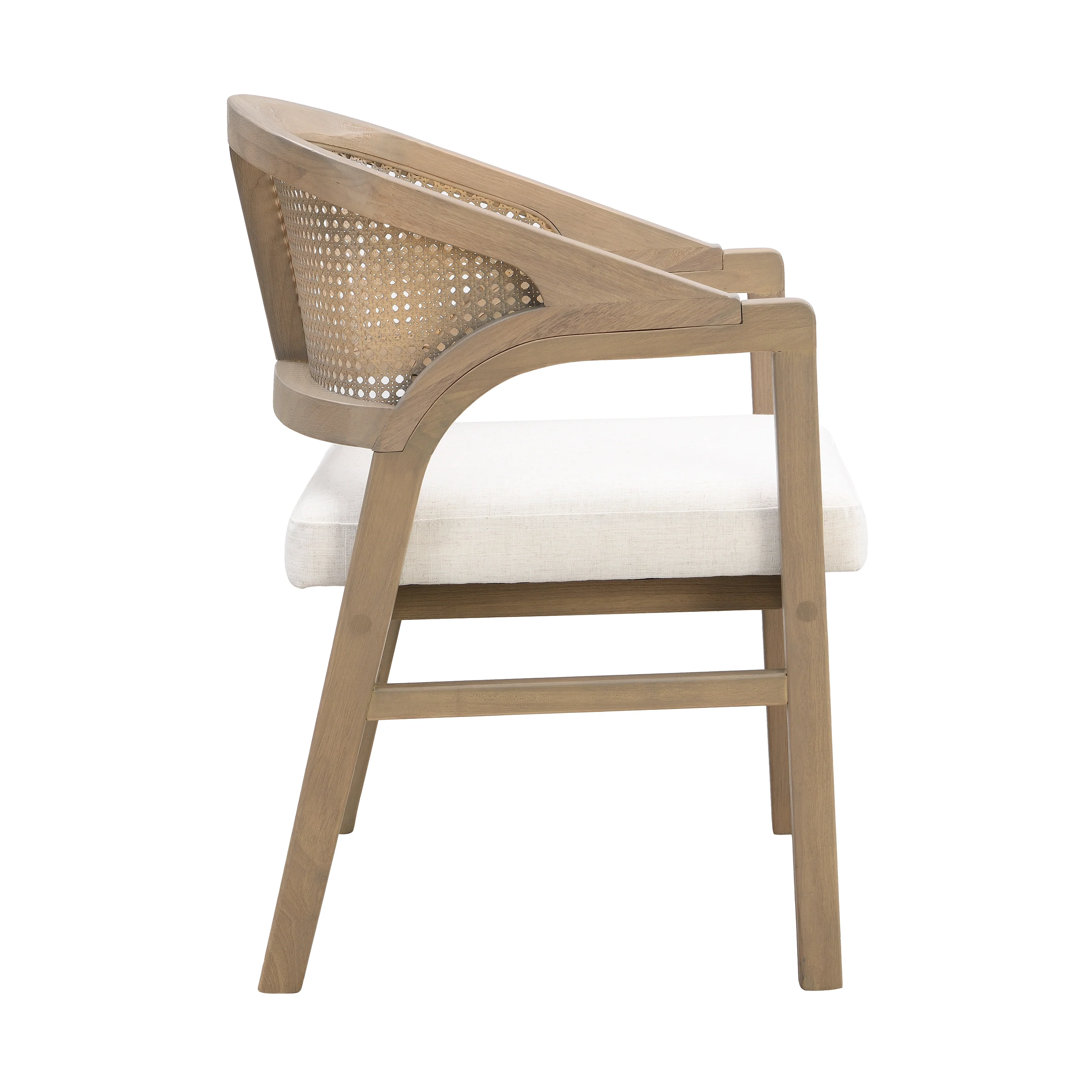 Wooden Frame Dining Chair with Rattan Back, Set of 2 - Image 4