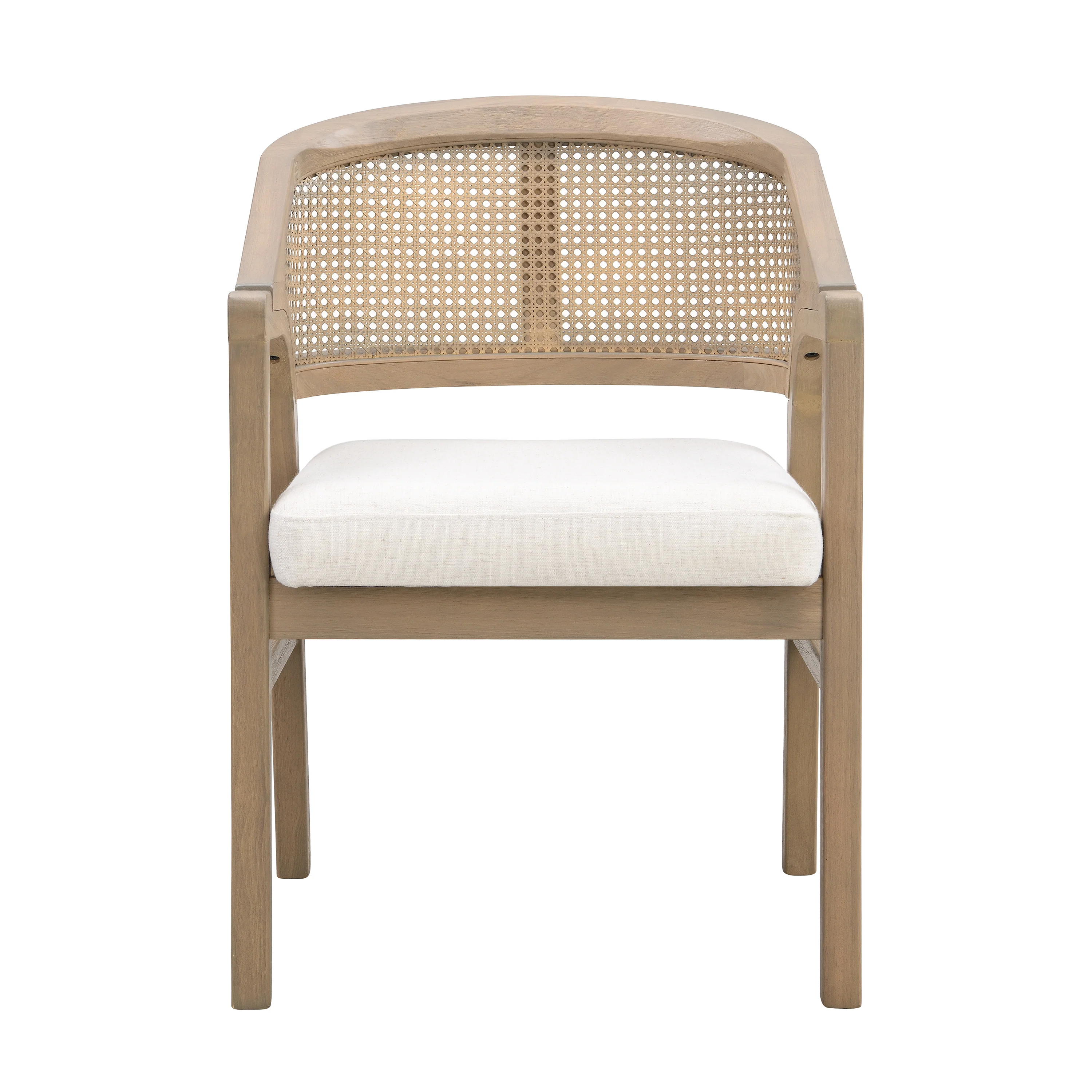 Wooden Frame Dining Chair with Rattan Back, Set of 2 - Image 6