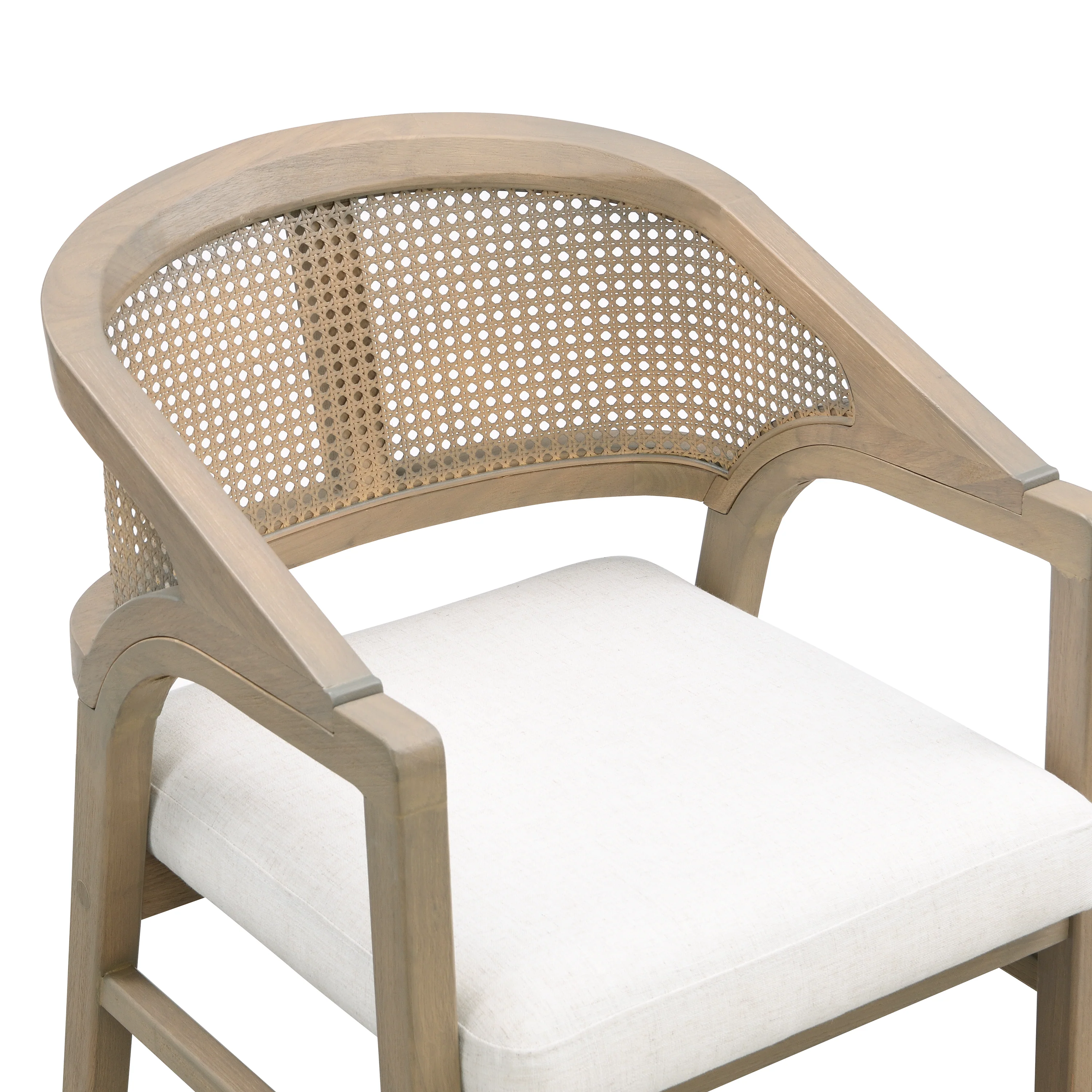 Wooden Frame Dining Chair with Rattan Back, Set of 2 - Image 7
