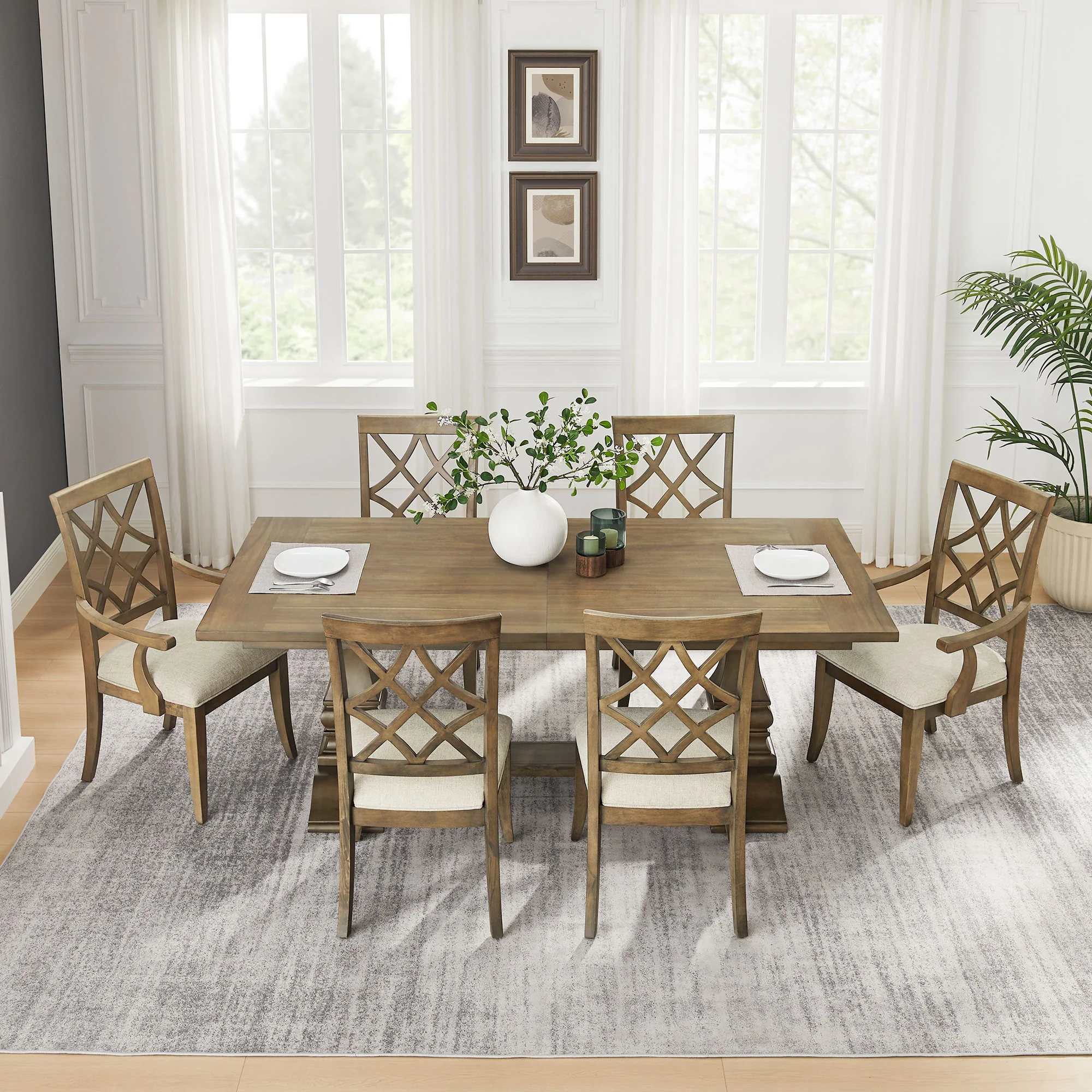 Wooden Lattice-Back Dining Chairs, Set of 2 - Image 19