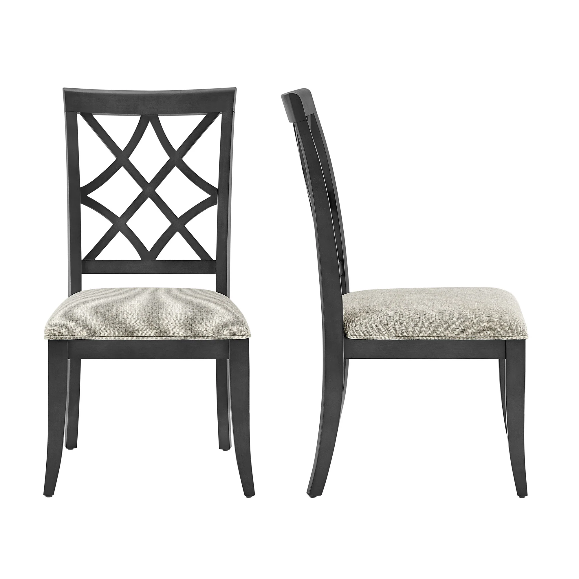 Wooden Lattice-Back Dining Chairs, Set of 2 - Image 2