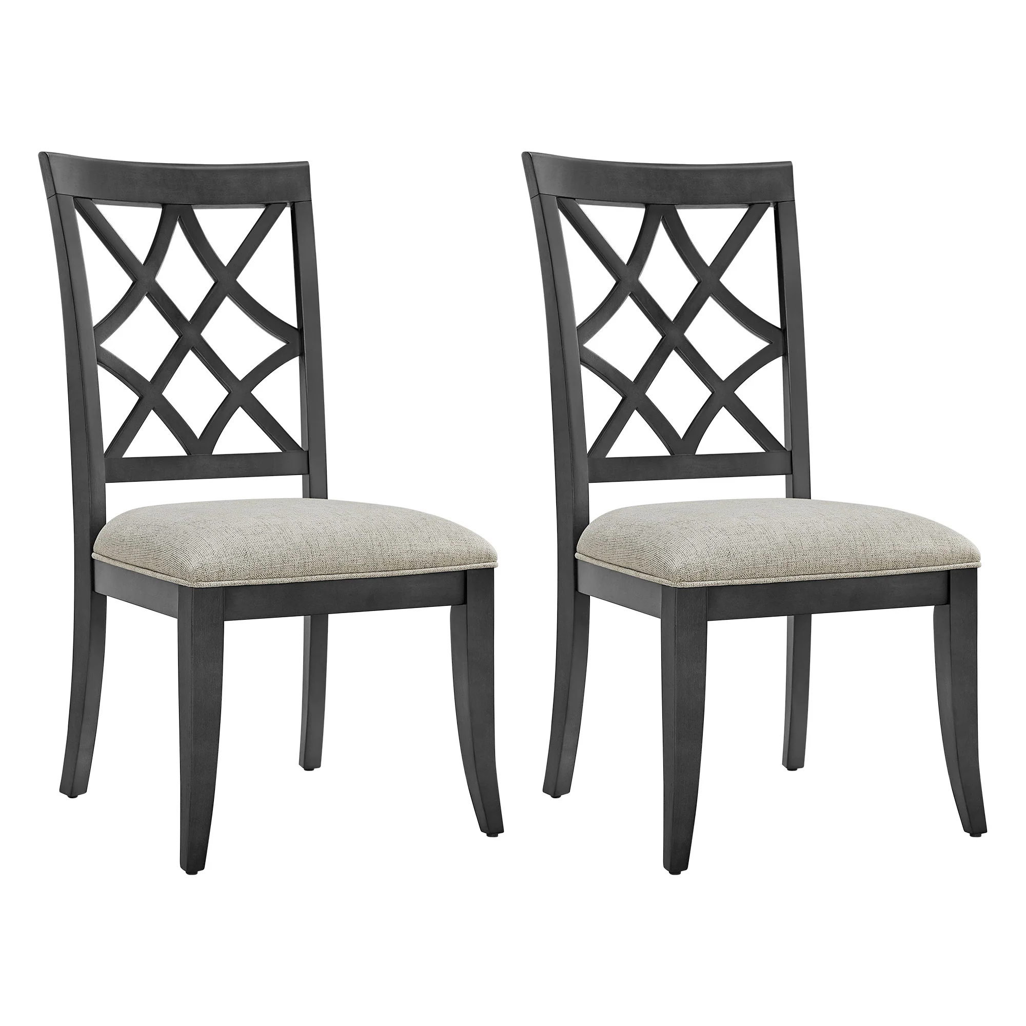 Wooden Lattice-Back Dining Chairs, Set of 2 - Image 3