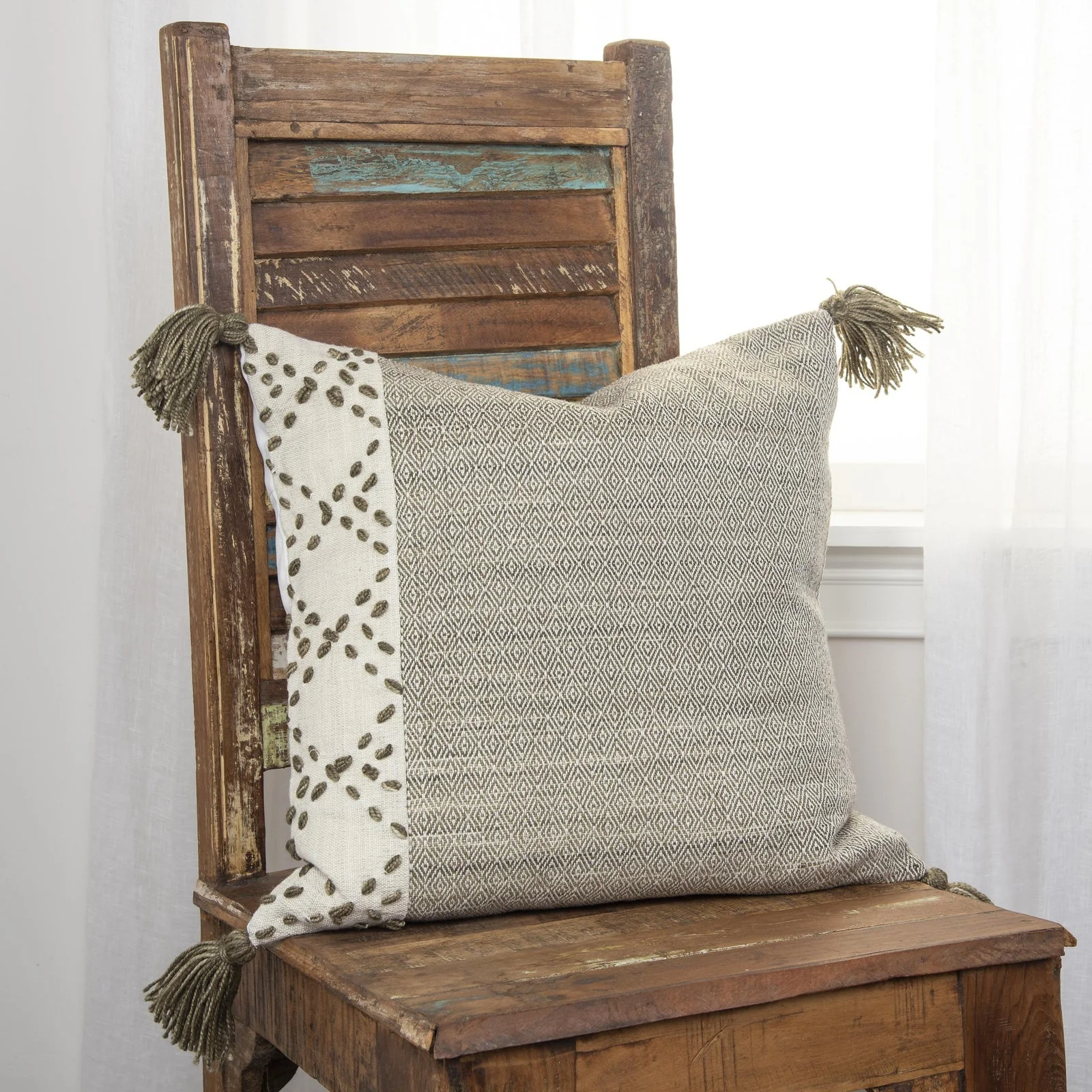 Woven Color Block Decorative Throw Pillow - Image 16
