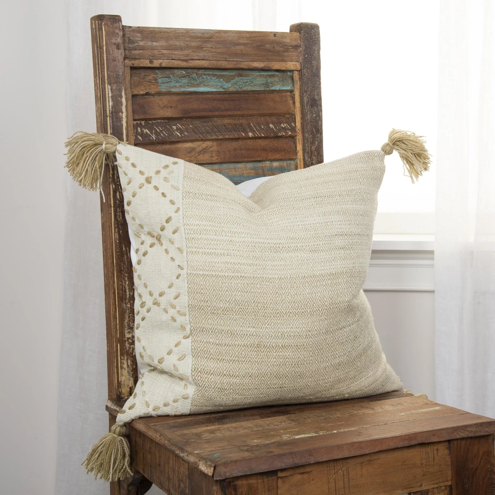 Woven Color Block Decorative Throw Pillow - Image 5