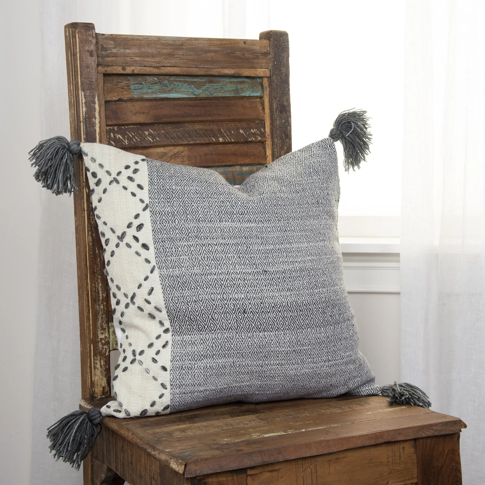 Woven Color Block Decorative Throw Pillow - Image 7