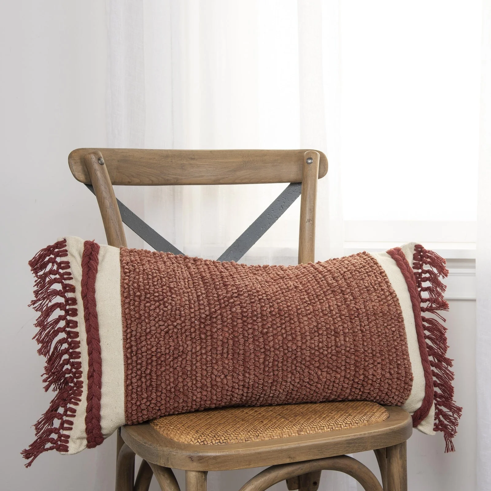 Woven Woven Cotton Solid Texture Decorative Throw Pillow - Image 10