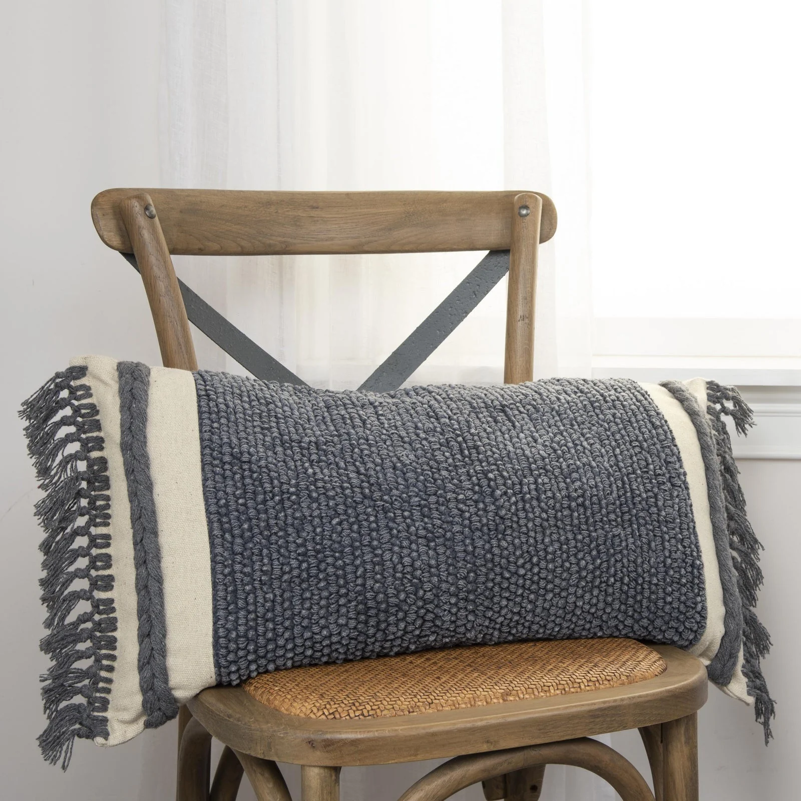 Woven Woven Cotton Solid Texture Decorative Throw Pillow - Image 4