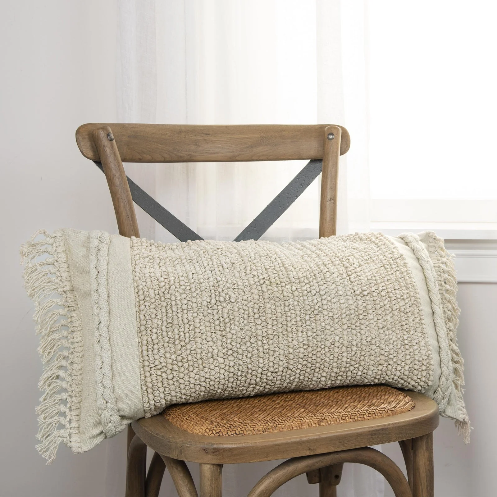 Woven Woven Cotton Solid Texture Decorative Throw Pillow - Image 7
