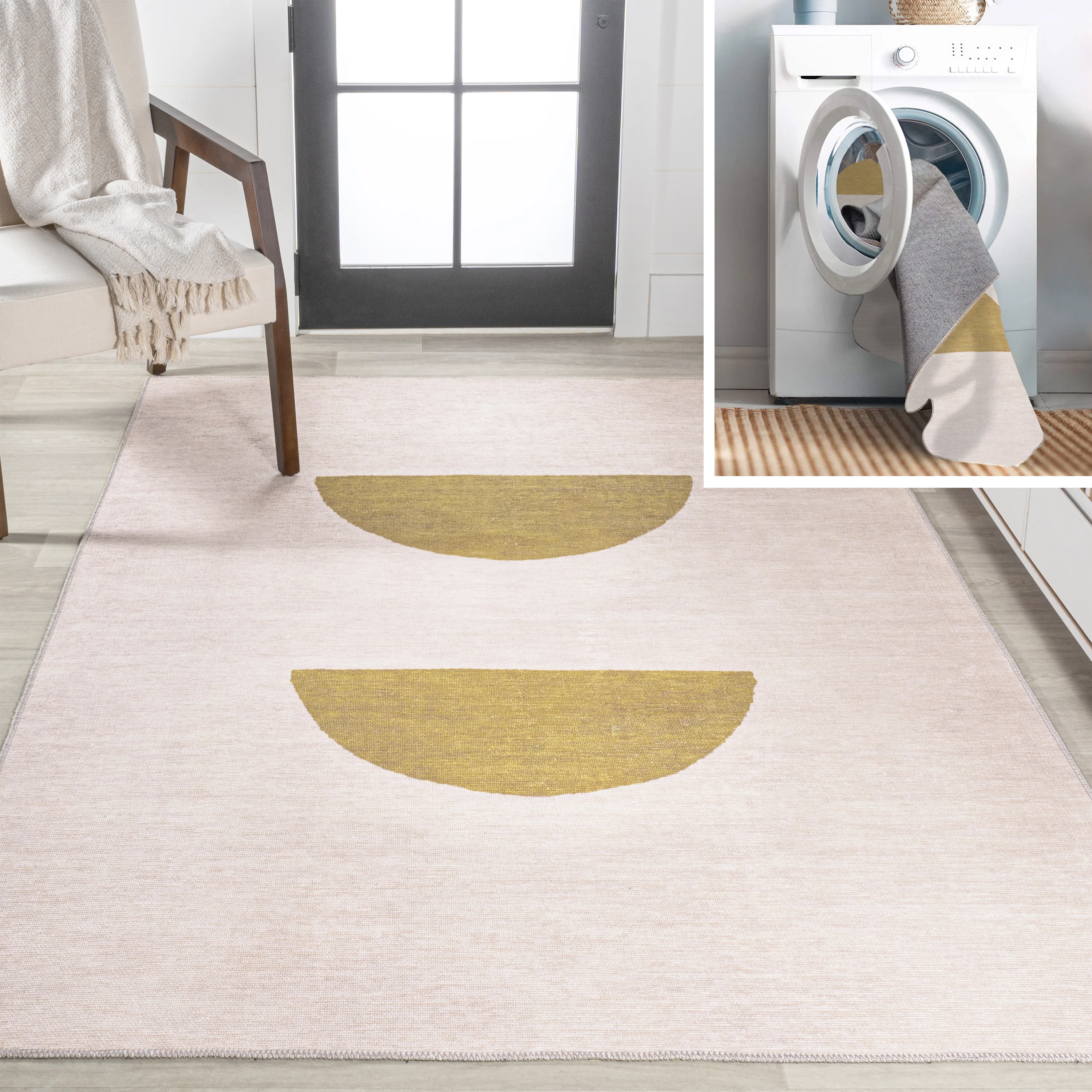 Luola Minimalist Geometric Machine-Washable Area Rug - Image 10
