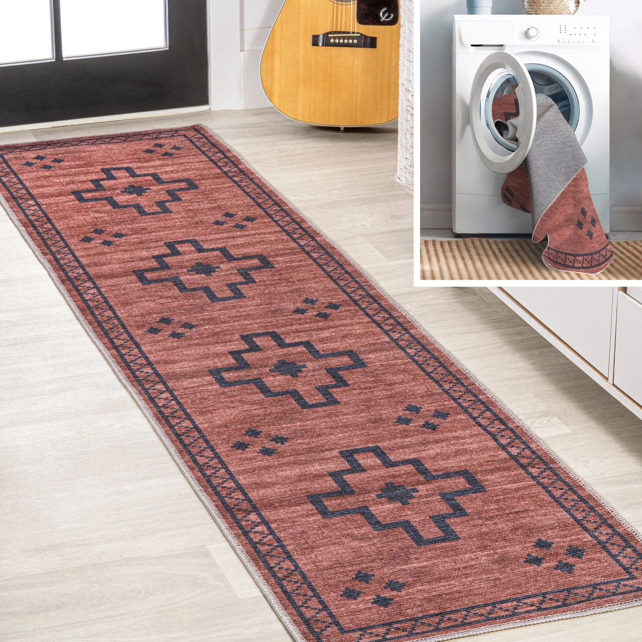Korsa Geometric Medallion Machine-Washable Area Rug - Image 10