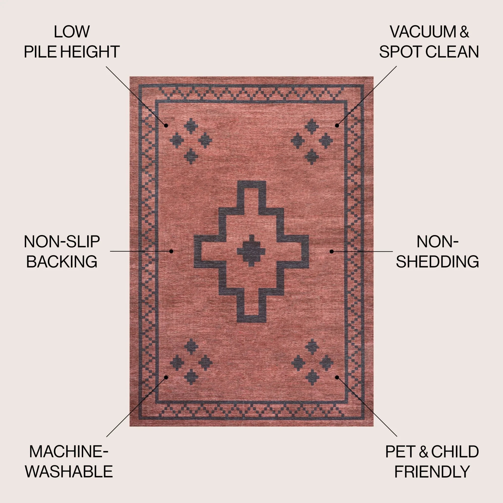 Korsa Geometric Medallion Machine-Washable Area Rug - Image 5