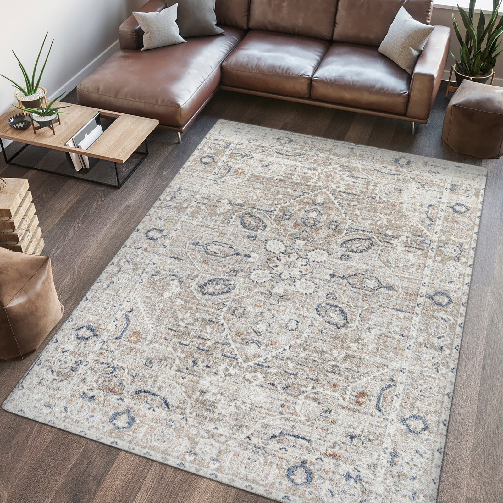 Shaii Global Medallion Low-Pile Machine-Washable Area Rug - Image 15