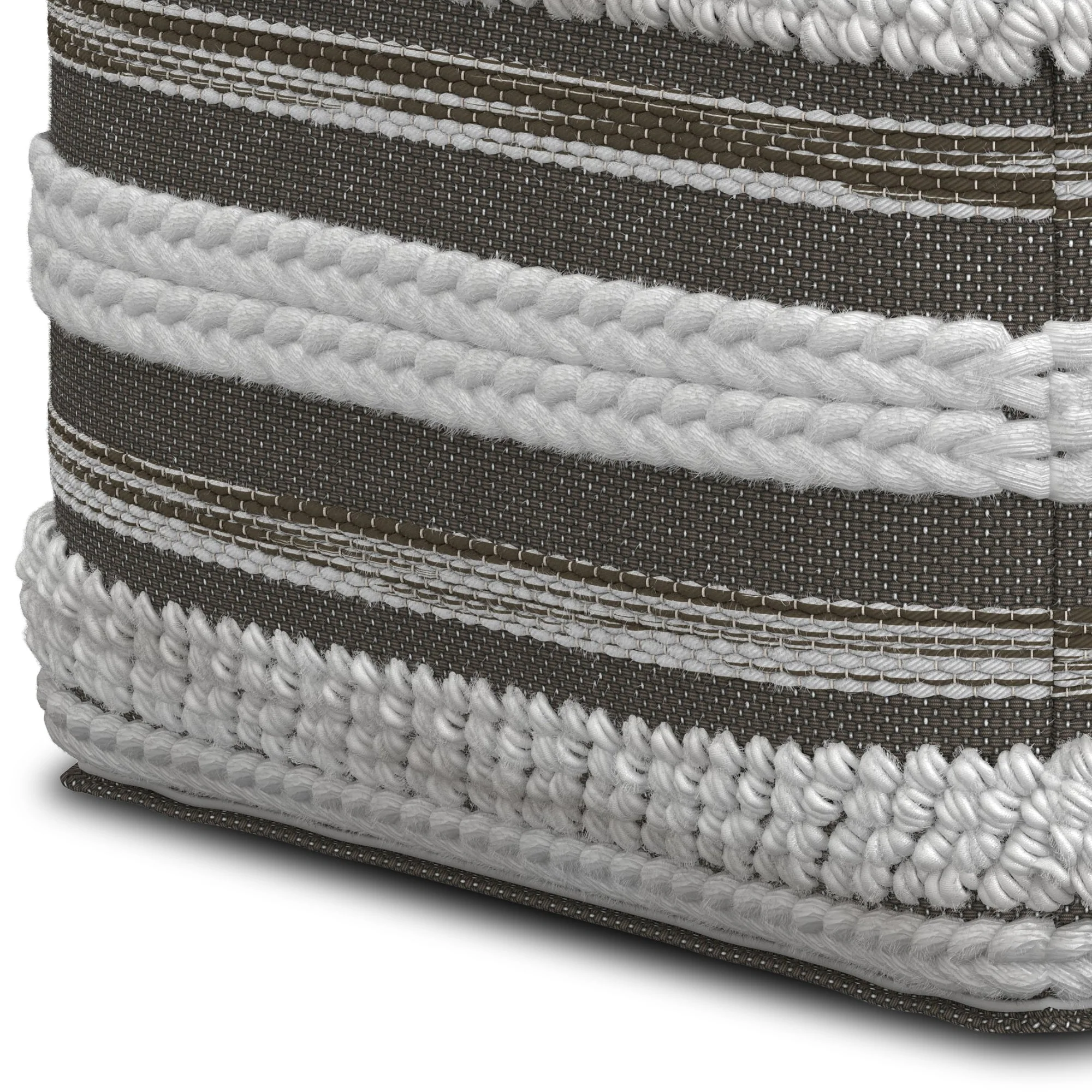Zenarique Handcrafted Cotton Woven Pinstripe Pouf - Image 13
